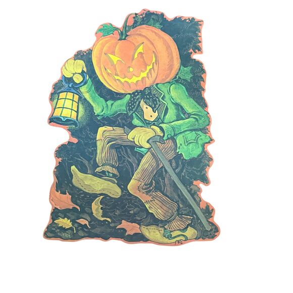 Vintage KRK Halloween Pumpkin Head Lantern Man Die Cut 17" Decoration MCM - Picture 2 of 4